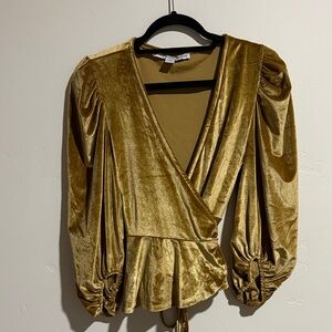 HYFVE Gold Velvet Wrap Blouse